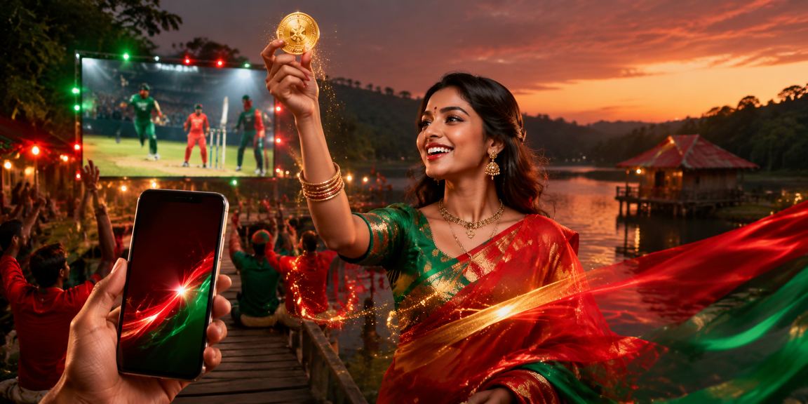 বান্দরবানে শাড়ি পরে ক্রিকেট বেটিং বোনাস উপভোগ করছেন
